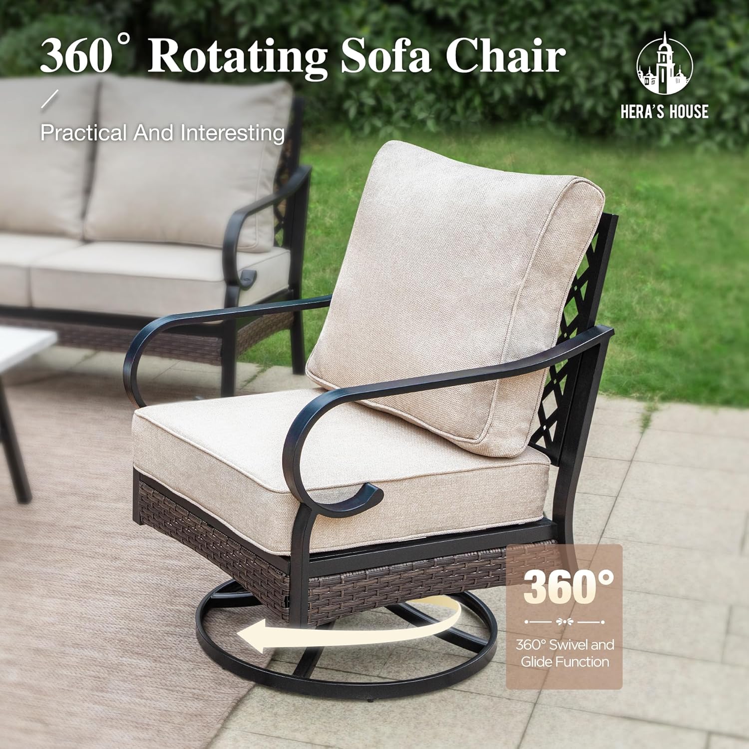 HERA'S HOUSE 4 Piece Patio Furniture Set with 56