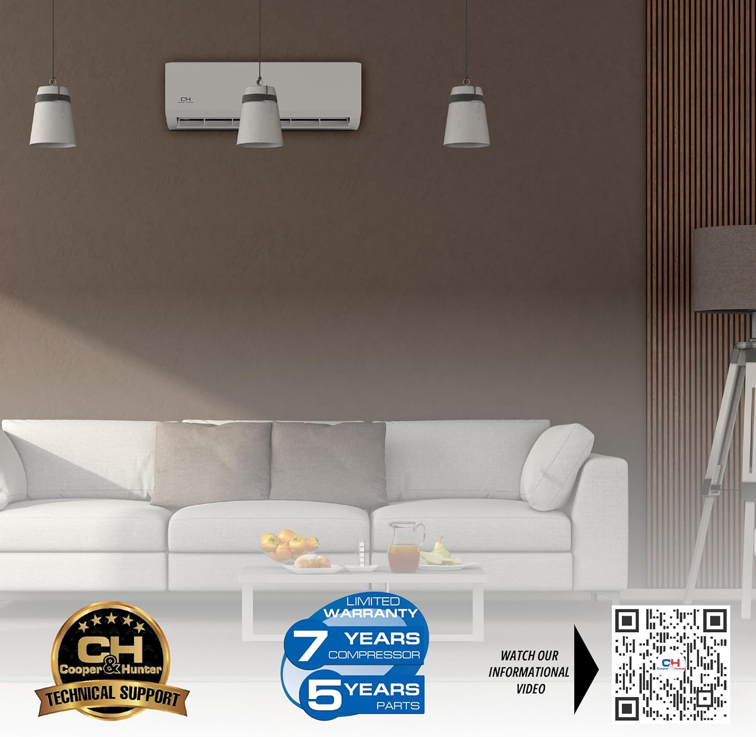 Cooper & Hunter 18,000 BTU 230V Mini Split AC/Heating System, Ductless Wall Mount – 24 SEER2 Inverter – 16FT Installation Kit & Smart Control Included – Pre-Charged