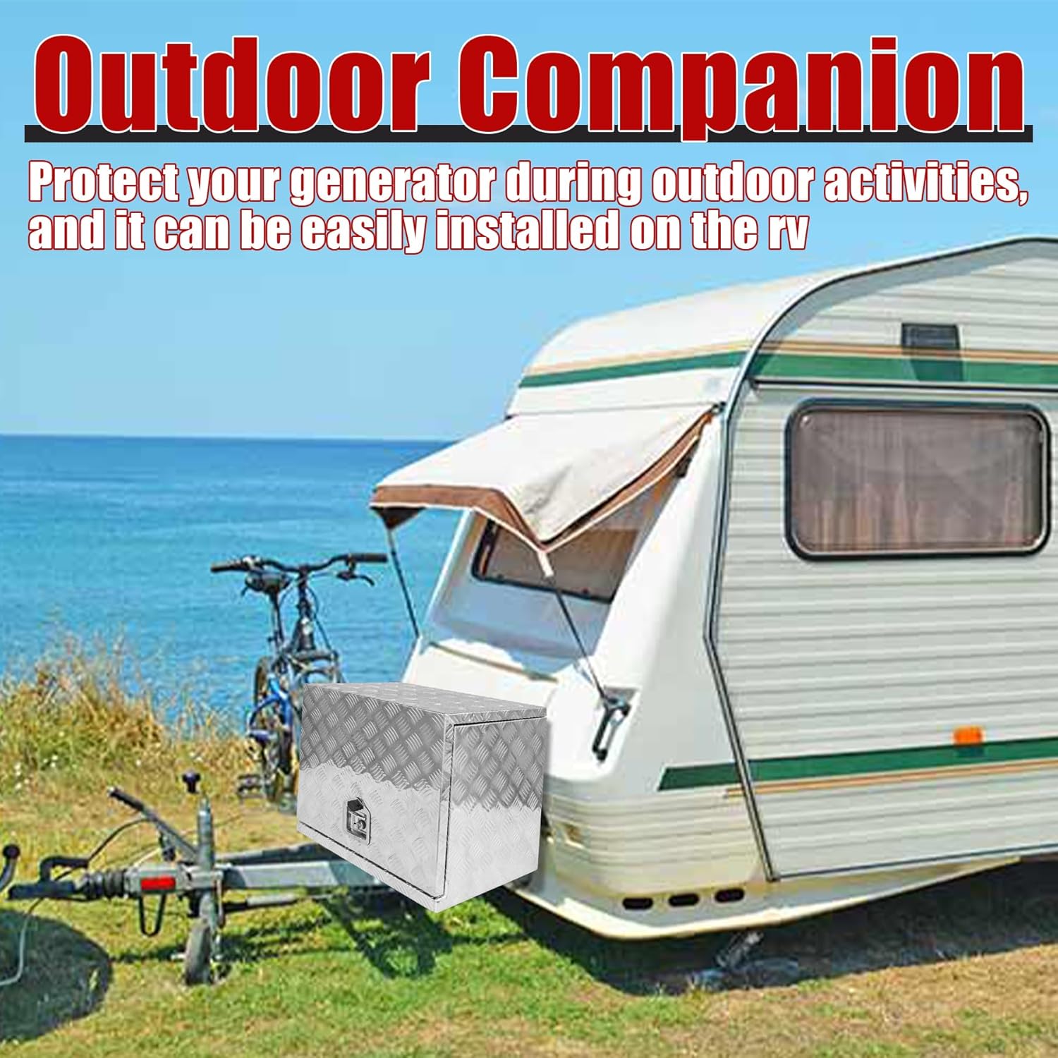 29.5x19.7x23.6 Inch Aluminium Generator Toolbox Heavy Duty Generator Storage Box Fully Sealed with Lock and Keys suitable for RV Garage