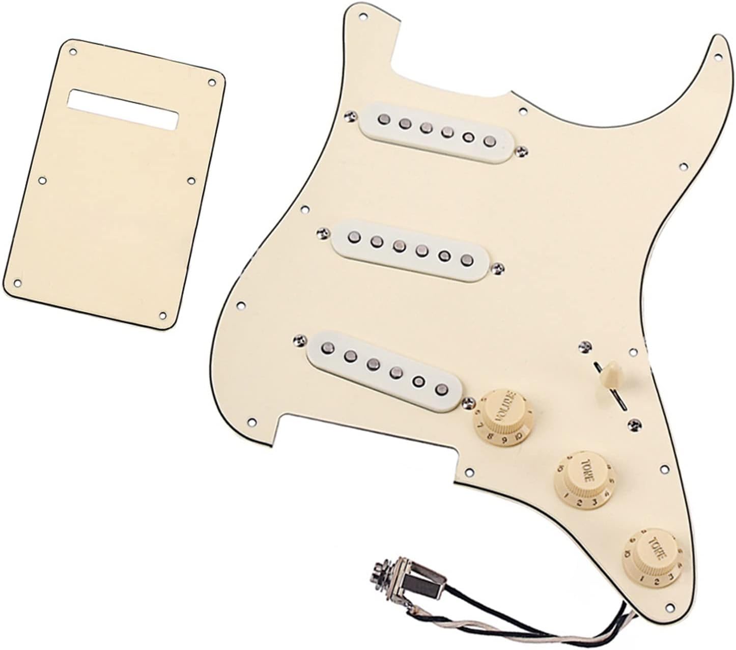 SSS Electric Guitar Beige Pre-Wired Loaded Pickguard with Pickup and Back Cover Set Pickup Set with Pickguard