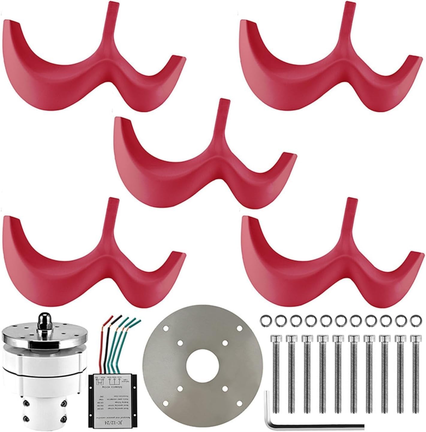 CAJUCA 9000W 5 Blade Hoist Wind Turbine Vertical Axis Wind Turbine Red Gourd Shape Low Wind Speed Starting AC with Controller and Solar Garden Light