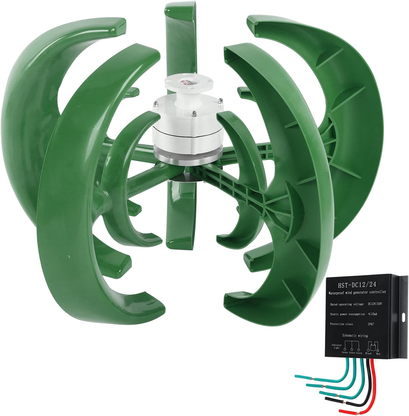 5 Blade No Noise Vertical Wind Turbines, 10000W Vertical Home Windmill Energy Turbines with MPPT Charge Controller (12V 24 V 48 V)