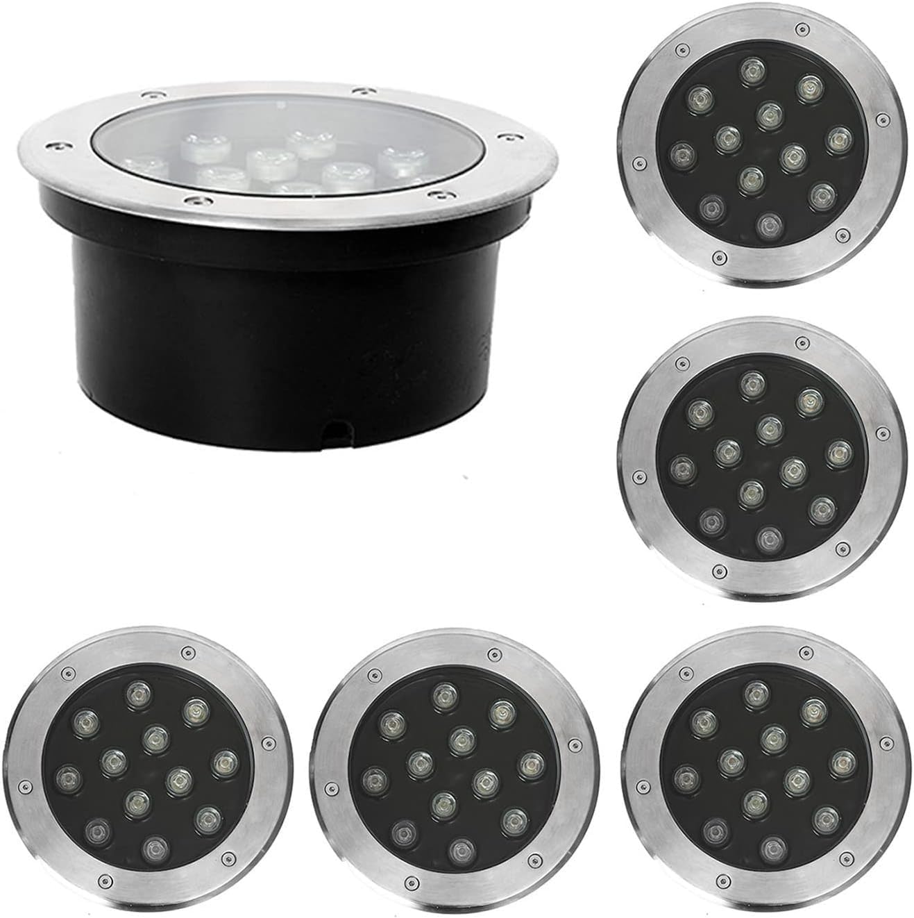Outdoor Led Underground Light 6 Pack Embedded Garden Buried Light IP66 Waterproof Recessed Ground Light for Walkway Step Driveway Patio Landscape Spotlights, AC85-265V (Red 36W)