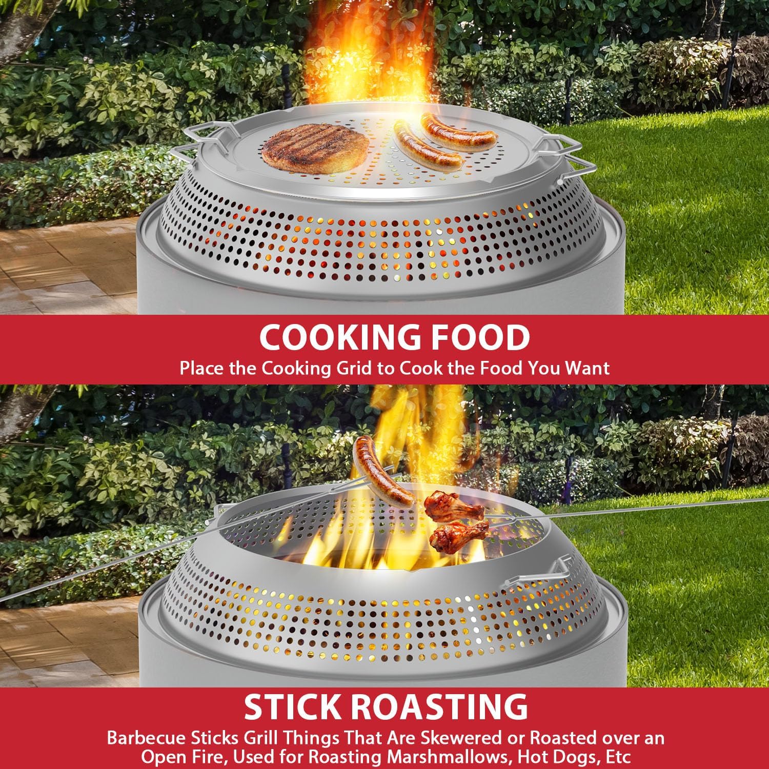 Spark Shield for Solo Stove Yukon - Stainless Steel Fire Pit Spark Protector Screen for Outdoor Backyard Party Fire Pits, Shield for Solo Stove Yukon with Two Guild Sticks