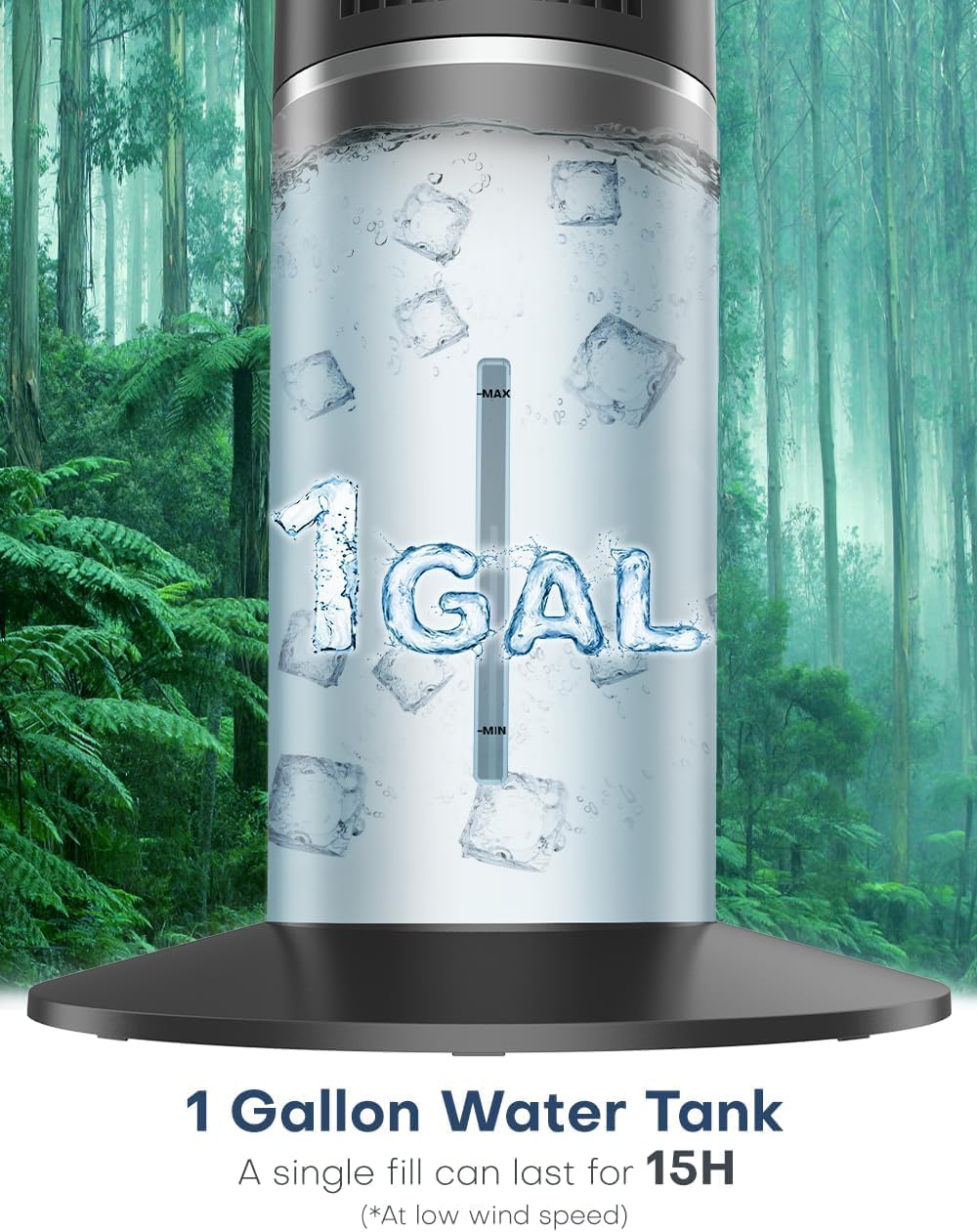 42 INCH Windowless Portable Air Conditioners w/4 Modes & 3 Speeds, 1-Gal Tank for 15H Cooling, 12H Timer, Swamp Cooler Air Conditioner No Window Needed, 90° Oscillating AC Unit for Bedroom