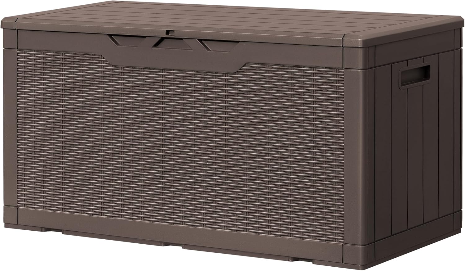 Homall 100 Gallon Deck Box Large Resin Waterproof Outdoor Storage Box with Padlock and Built-in Handles Storage Container for Cushions, Toys and Garden Tools (Deep Brown)