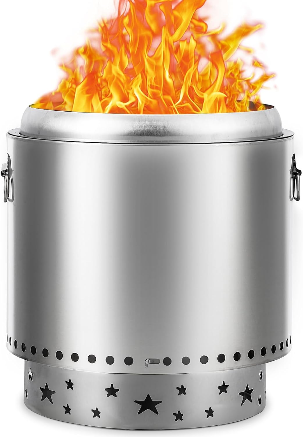 16.5 - Inch Smokeless and Portable Fire Pit Made of 304 Stainless Steel with Adjustable Air Vents, Ideal for Wood - Burning in Camping, Backyard and Patio