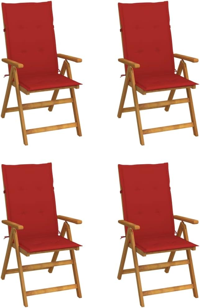 Patio Reclining Chairs 4 pcs with Cushions Solid Acacia Wood,Acacia Wood Patio Reclining Chair Set with Cushions for Outdoor Relaxation Outdoor Furniture, Outdoor Chairs