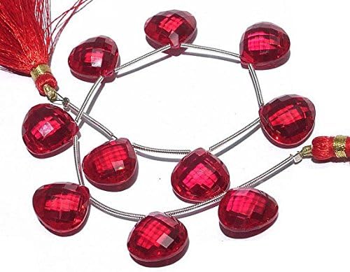 13 inch natural beads strand of 15x15mm faceted heart ruby quartz gemstone briolletes beads for DIY jewelry - necklace, bracelet, earring, ring.