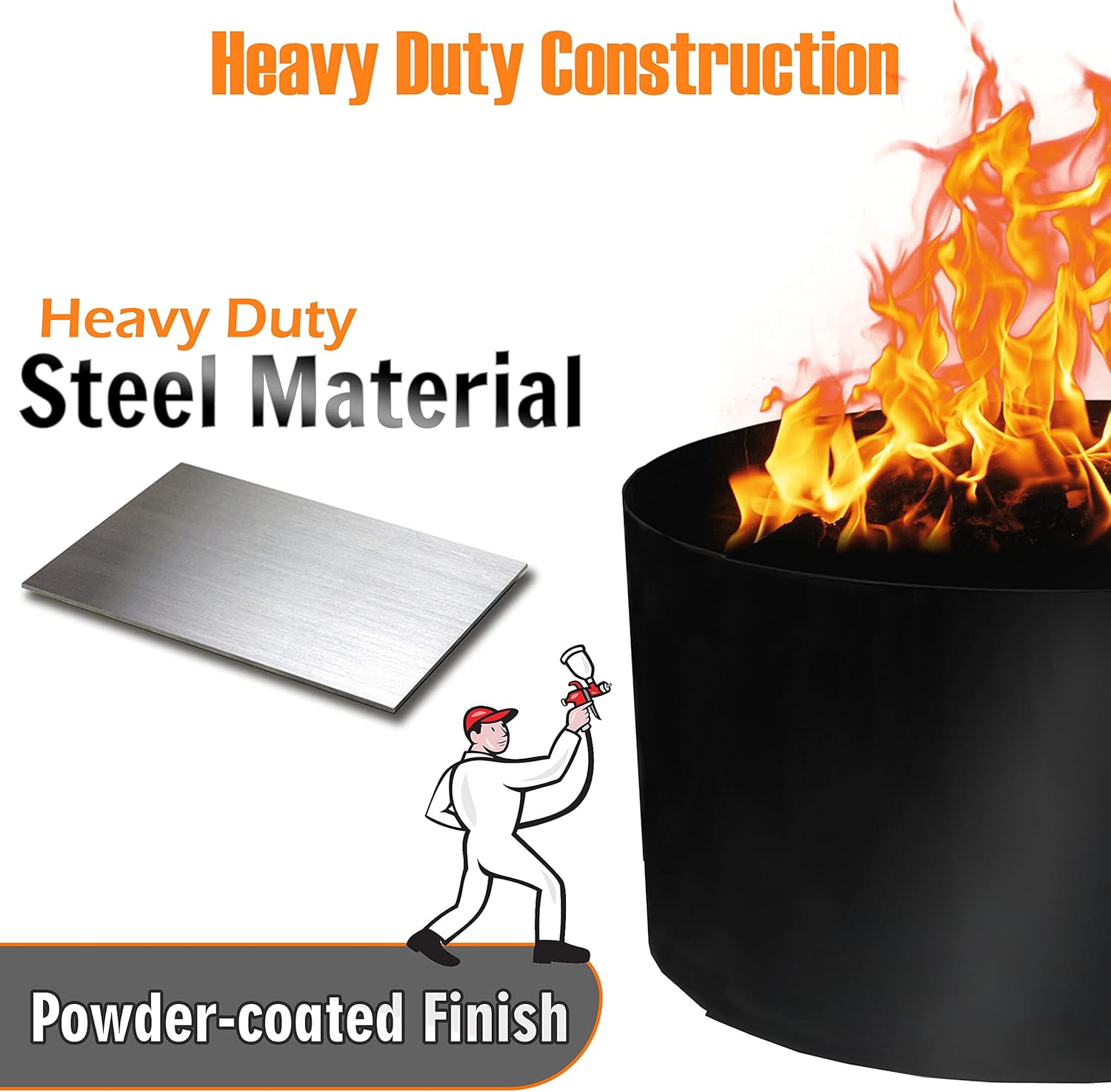 FEBTECH - Fire Rings for Outside Wood Burning Fire Pits - 36