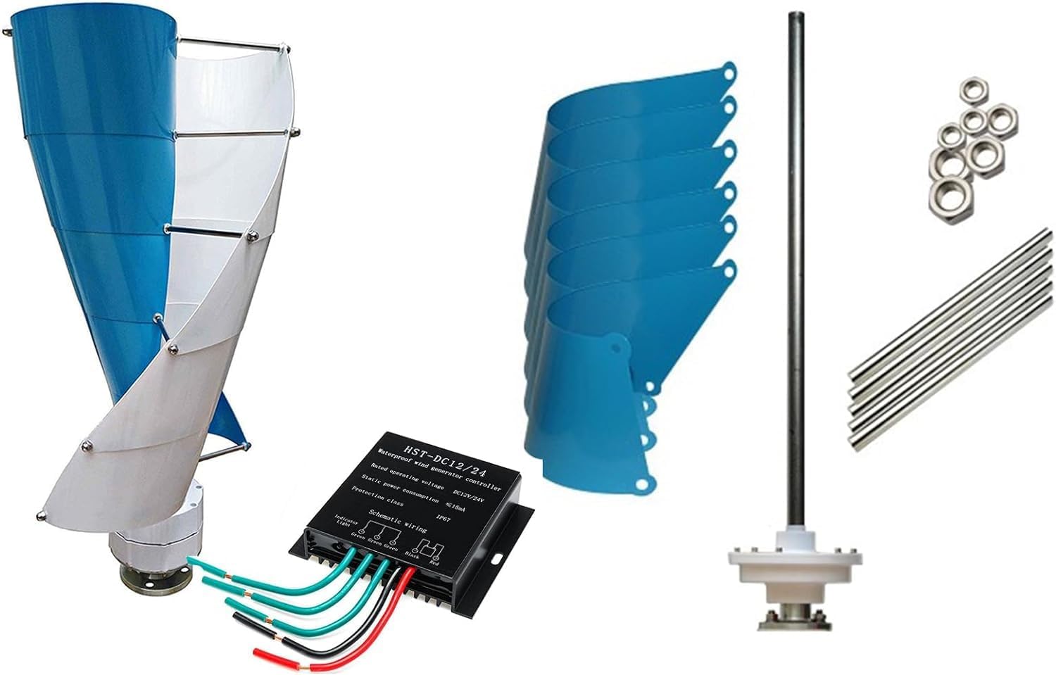 CHRISK 5000W Vertical Wind Turbine, 3 Phase Wind Power Generator Renewable Energy Spiral Maglev Wind Turbine Generator