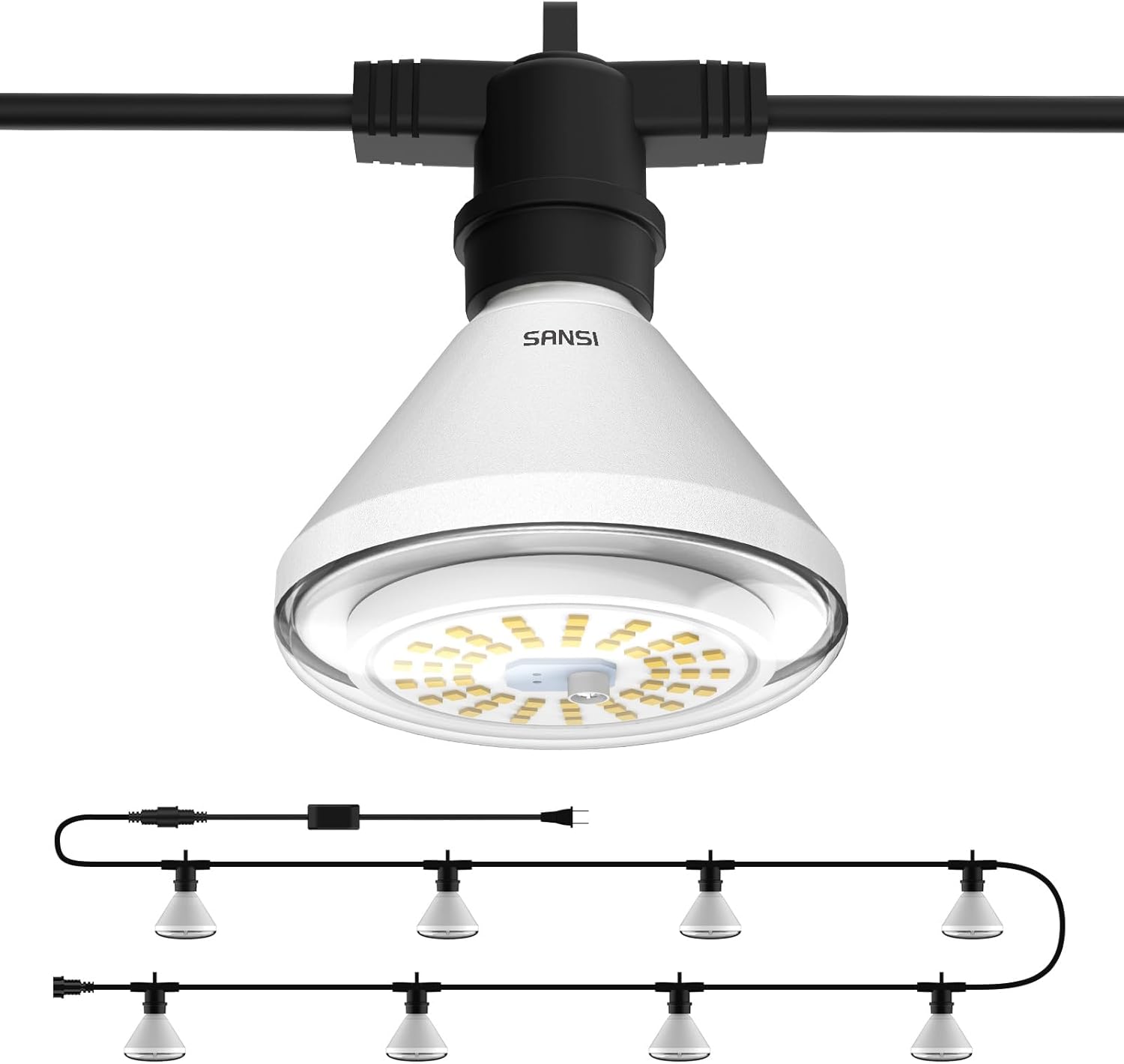 SANSI 192W String LED Grow Light, 1500W Equiv. Full Spectrum 4000K Daylight Plant Light, 120° Wide Beam Angle IP54 Waterproof High PPFD LED Lamp Outdoor for Greenhouse