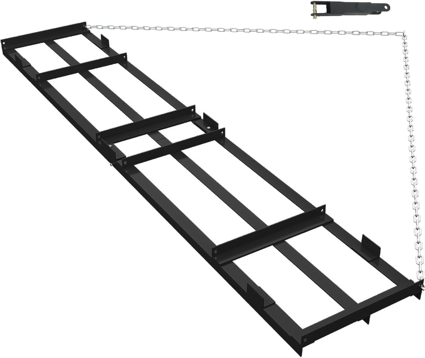 GarveeLife Drag Harrow Driveway Grader, Heavy Duty Power Rake, Driveway Drag for Gravel W/ 6 ft Chain, Tow Behind Lawn Rake for ATV, UTV, Tractor, Mower, Land Leveler for Gravel, Sand, Soil, Hay, 4 ft