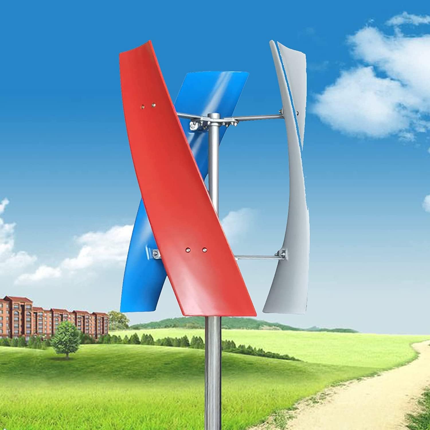 Wind Turbine Generator Kit, 400W 12V/24V 3 Blade Portable Vertical Helix Wind Power Turbine Generator Kit with Charge Controller, Nature Power System for Marine RV Home Industrial Energy