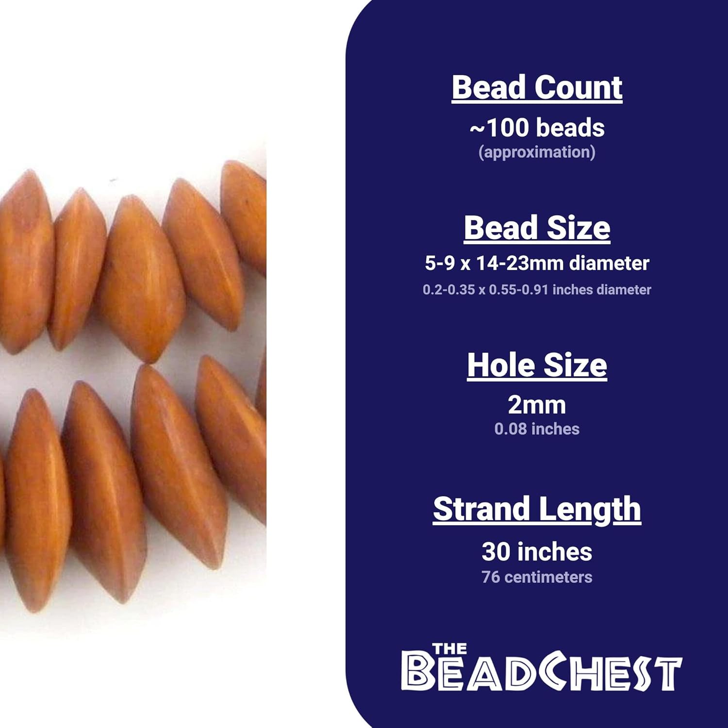 The Bead Chest Nigerian Camel Bone Beads - Full Strand of African Beads (Brown)