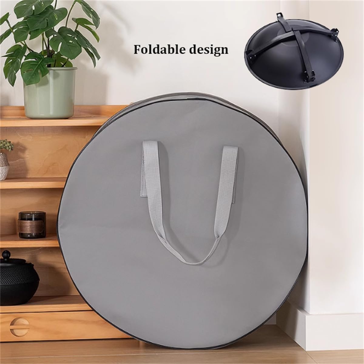 Folding Outdoor Fire Pit Bowl, Wood Burning Firepit BBQ Grill,Outdoor Garden Patio Heater,Metal BBQ Firepit Stove Backyard Garden Fireplace,Outdoor Heating,Round Table & BBQ