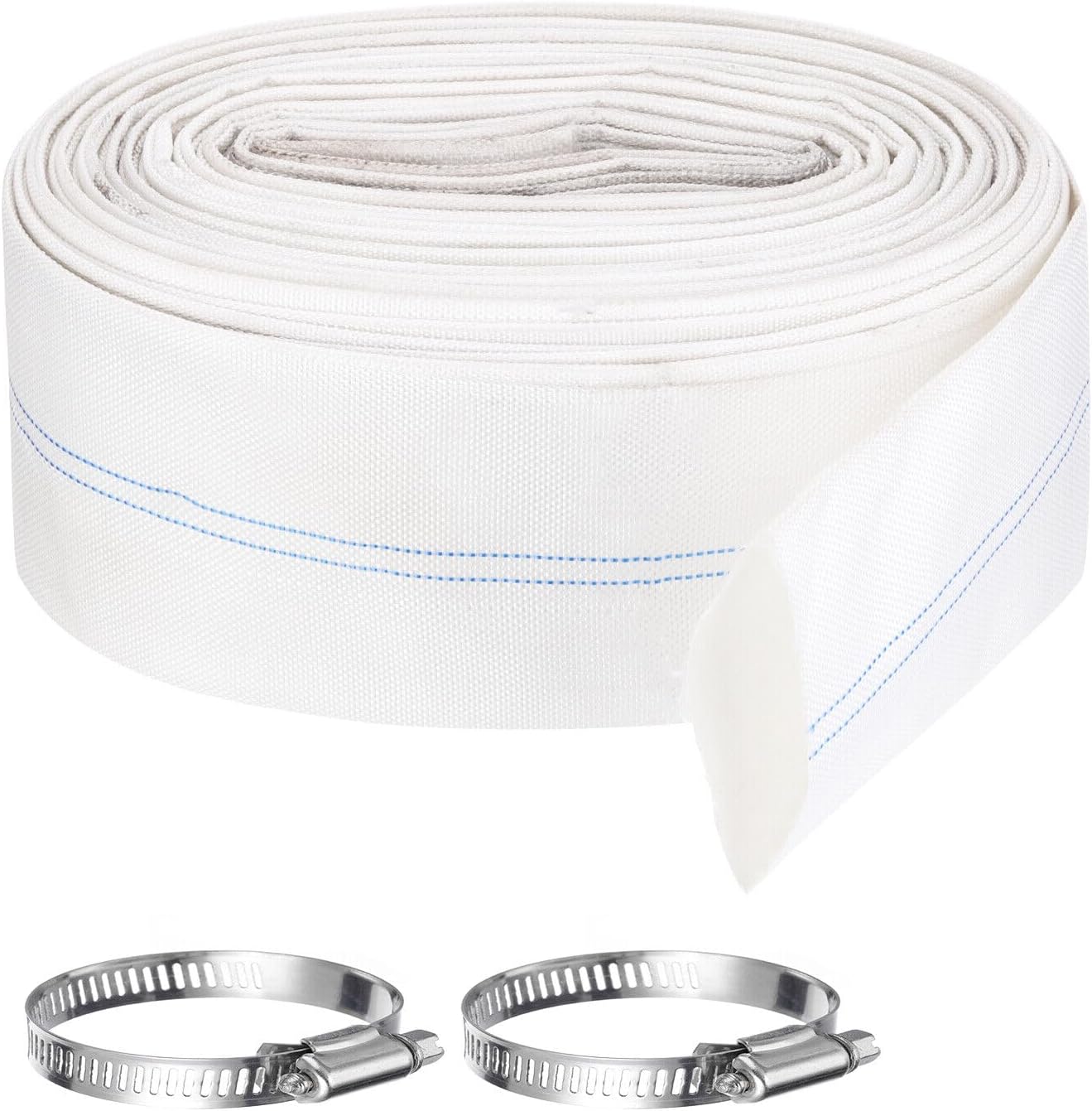 Pool Backwash Hose,4 Inch x 98.4ft Drain Discharge Pump Hoses,2pcs Clamps,White YESSC918
