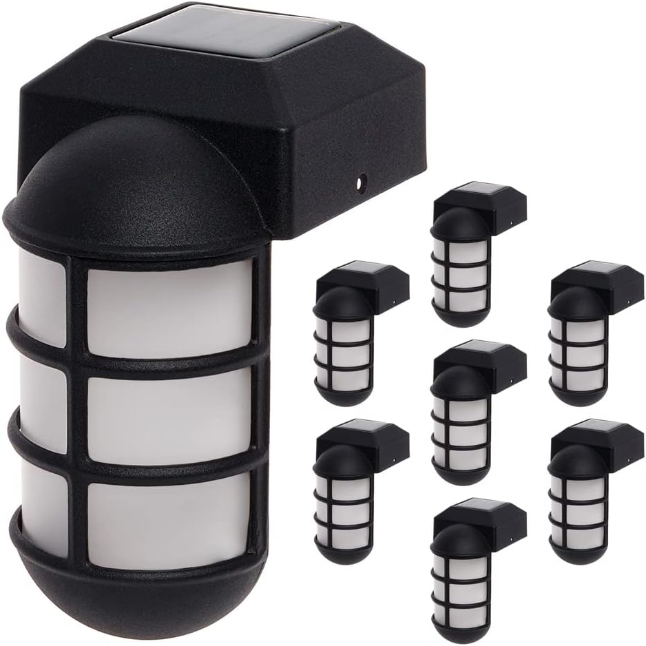 GreenLighting Marina Solar Post Cap Lights - Fits 4x4 Wood Outdoor Solar Powered Post Cap, Fence, Deck, Garden - Bright LED, Waterproof Nautical Lighting - Black 8 Pack