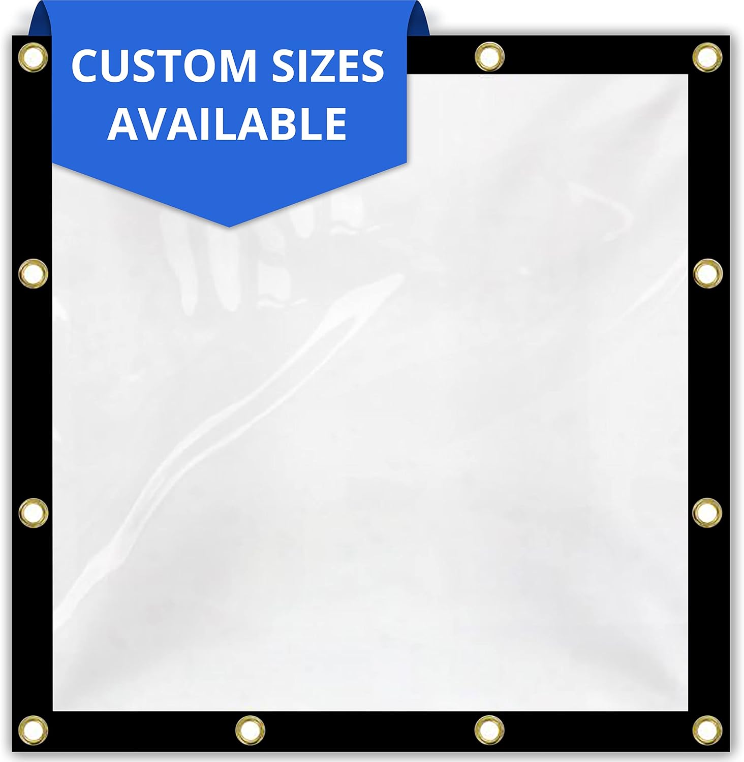 Covers & All Custom Clear Tarps Heavy Duty Waterproof Material, 18 oz Clear PVC Tearproof Tarpaulin, Available in Custom Sizes for Indoor & Outdoor Use