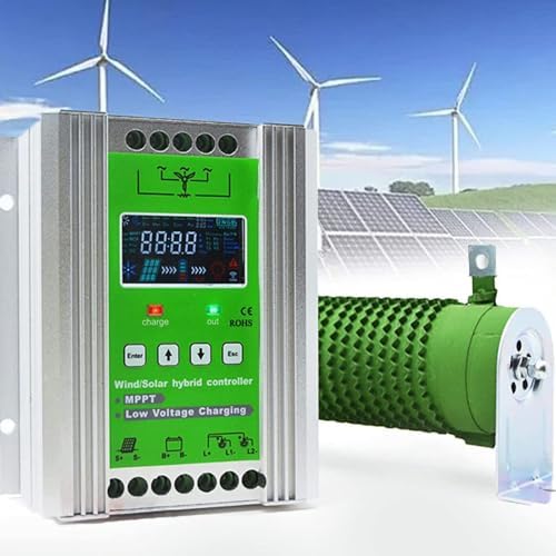 1400W Sun Hybrid Controller for PC - Wind & Solar Charge Controller with LCD Display, Free Dump Load, Compatible with 12V/24V Systems, 600W Wind + 800W Solar Energy Solutions