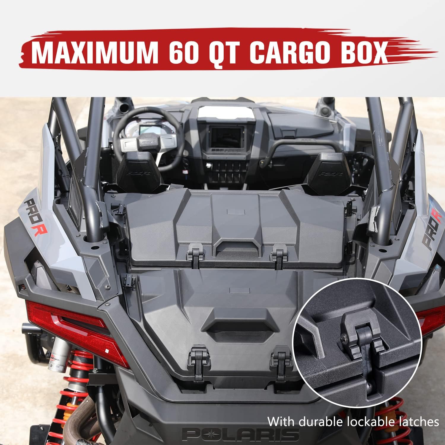 A & UTV PRO 60 QT Forward Cargo Box Compatible with 2022-2026 Polaris RZR PRO R/Pro R 4, Rear Storage Bin Bed Tool Box Accessories, Waterproof Dust Resistant, Replace OEM # 2884235