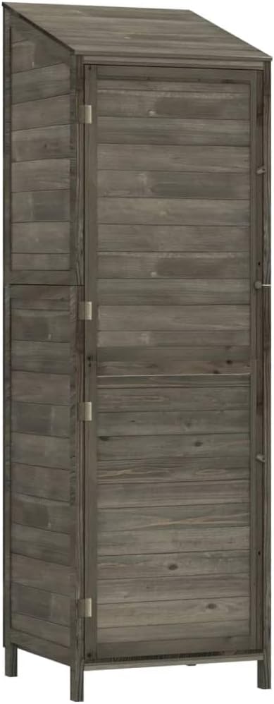 vidaXL Solid Fir Wood Garden Storage Shed - Anthracite Finish - Compact Outdoor Wooden Storage Solution - Dimensions: 21.7