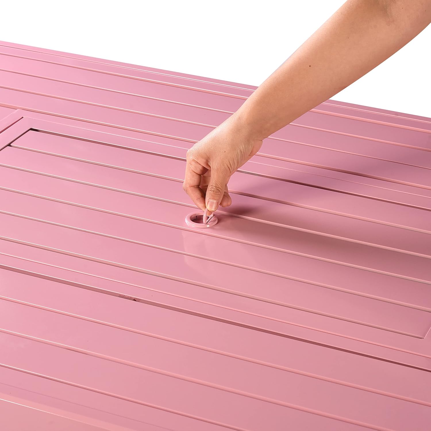 Rectangular 48 in. x 36 in. Aluminum Propane Fire Pit Table, Glass Beads, Two Covers, Lid, 57,000 BTUs in Pink Finish