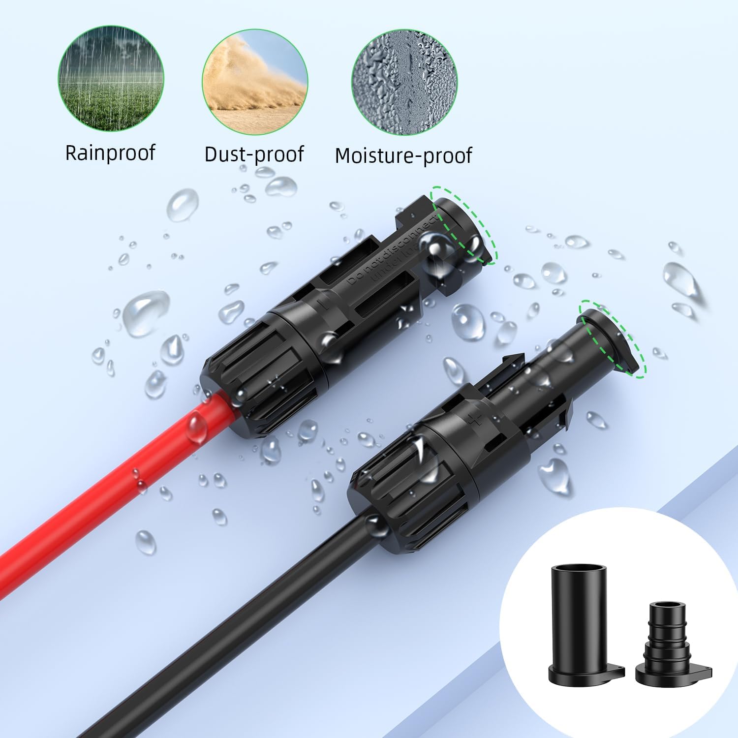 Bateria Power 200 Pairs Solar Connector Caps, IP68 Weather Resistant Dust Male and Female Cap for Solar Panel Connectors