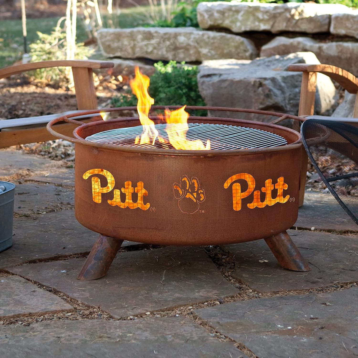 Patina Products F228 Pittsburgh Steel Outdoor Fire Pit - 24 x 24 x 11 inch - Natural Rust Patina Finish