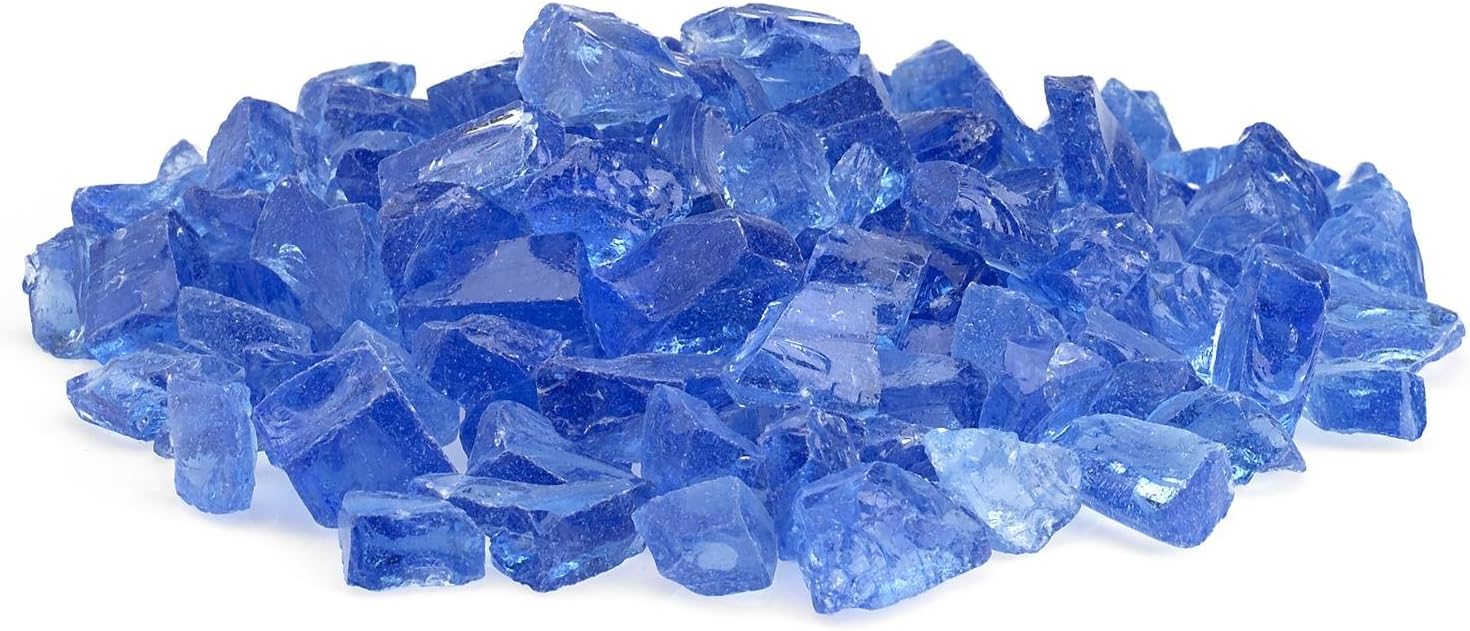 Light Blue Recycled Fire Pit Glass - Medium (18-28Mm), 20 lb. Bag