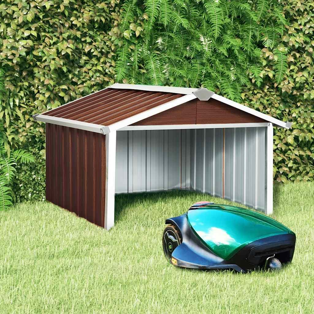 Garthaus aus verzinktem Stahl 92x97x63 cm braunes Outdoor Storage shed mit Stahlrahmen Modernes Design & Hohe Robustheit für Rasenmäher Roboter Gartengeräte und Kleine Werkzeuge