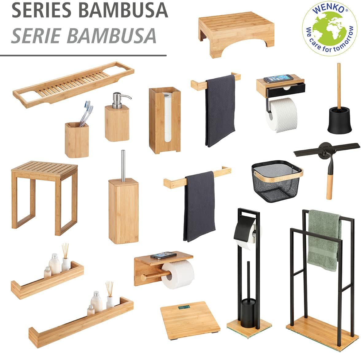 WENKO Bambusa Wall Shelf 60 cm | Bathroom Accessory | FSC® Certified Premium Bamboo | Storage Rack for Bathroom Utensils | Mounting Included | 60 x 9 x 5 cm | Wood