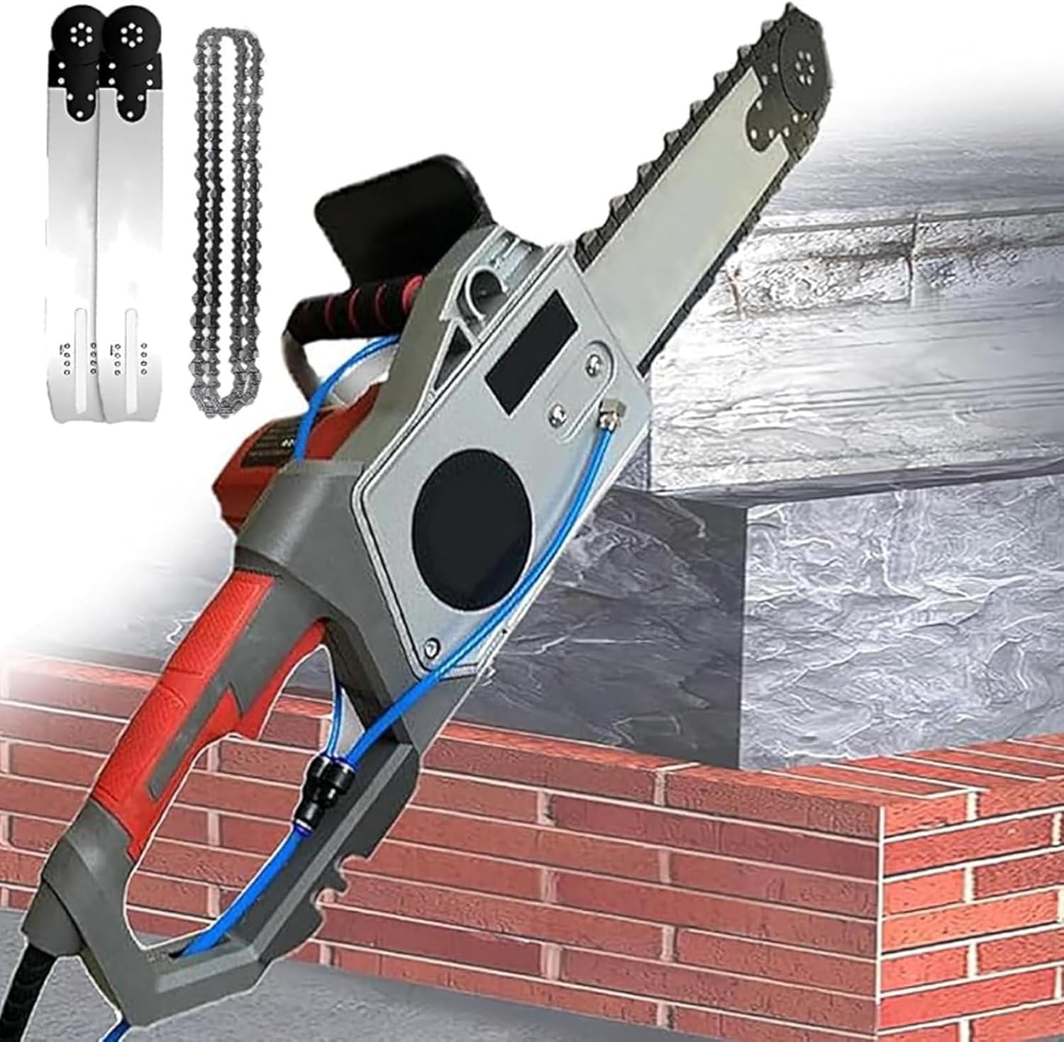 13.8in/18.9in Electric Concrete Saw, 5800w/6500w Handheld Chain Saw Wall Cutter, With Water Fed Dust 6000 Rpm, Powerful Diamond Chain Technology, For Granite Reinforced Concrete