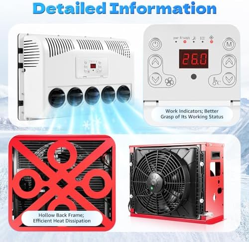 12V Air Conditioner,Split Type 11000 BTU Truck Cab Air Conditioners,Air Conditioner with Remote Control and Adjust 5-speed Wind,AC Unit Trucks Cab Air Conditioners Split for Semi Motorhome Trucks