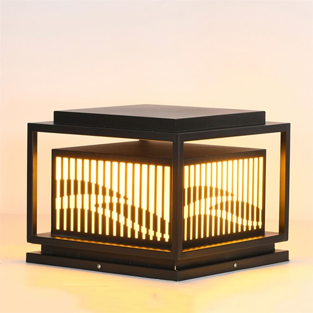 Modern Post Lamp for Yard Square Fence Deck Cap Light Column Lights Antique Stigma Lamps Garden Post Pedestal Lamp for Outdoor Decor Patio Garden Pathway,E26 60W