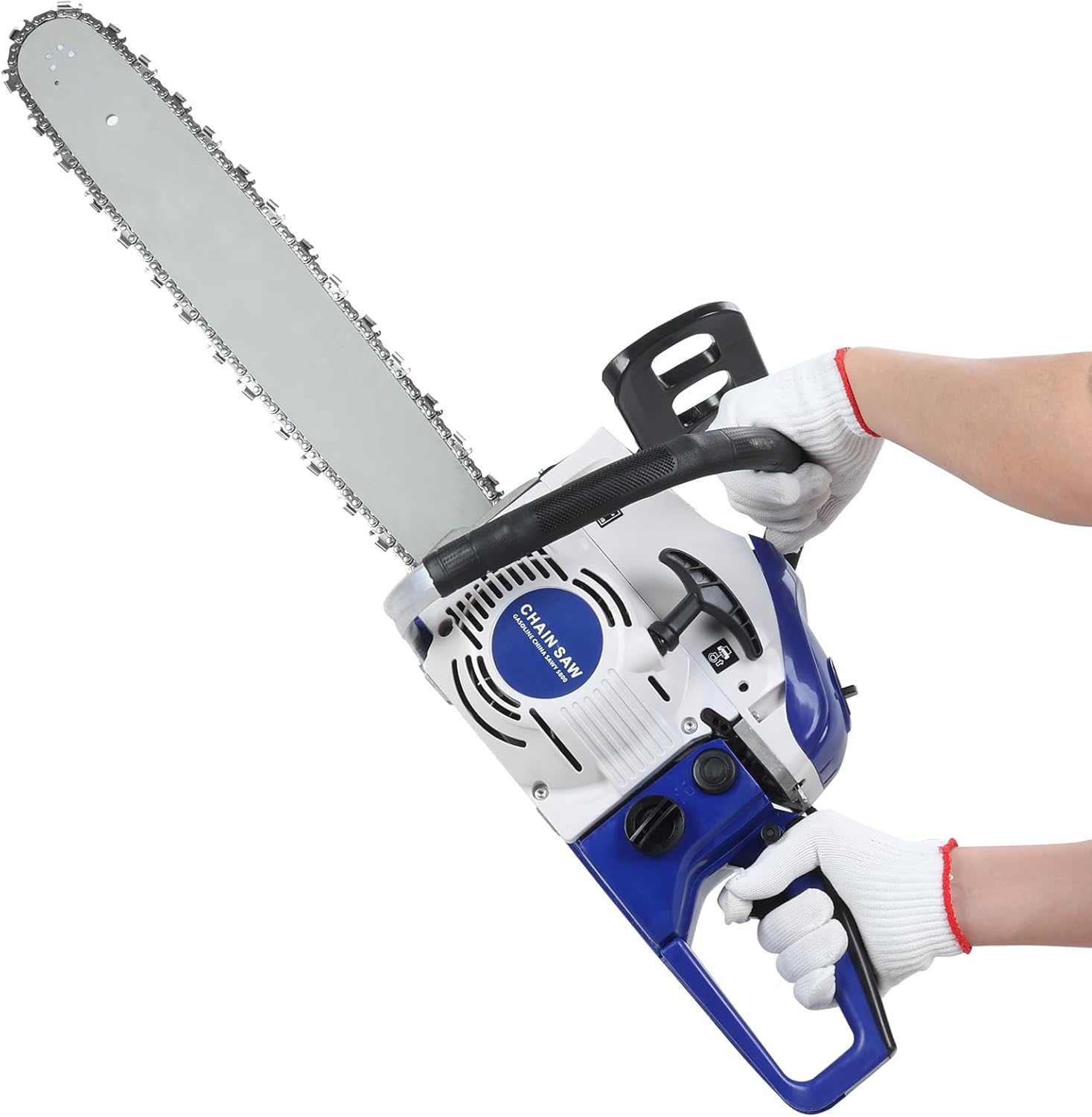 58CC Gas Powered Chainsaw, 2-Cycle Gas Chainsaw 3.3HP, 20 Inch Chain Saw with Steel Bar, Handheld Chainsa w for Tree Pruning, Wood Cutting, Firewood & Yard Maintenance