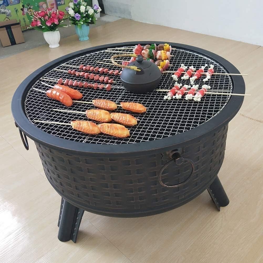 Fire Pits Outdoor Wood Burning Patio Fire Steel Grill Fire Pit Bowl with Mesh Cover