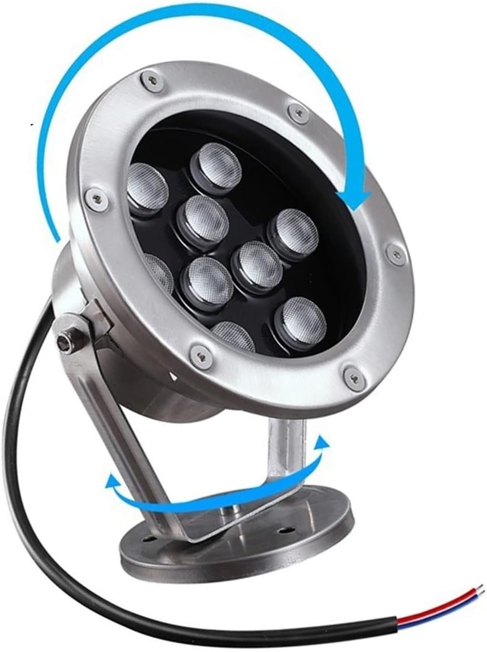 12V LED Beam Spotlight Submersible Pool Lights, Stainless Steel Pond Landscape Lights, IP68 Waterproof Colorful Scene Ring Fountain Light, for Driveway, Deck, Step Lamp(Yellow,24W)