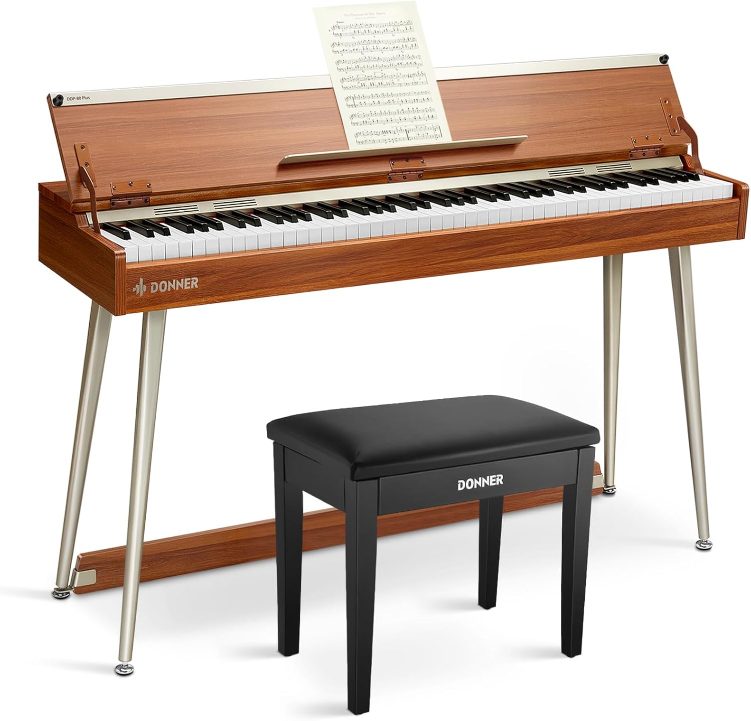 Donner DDP-80 PLUS Digital Piano + Black Piano Bench