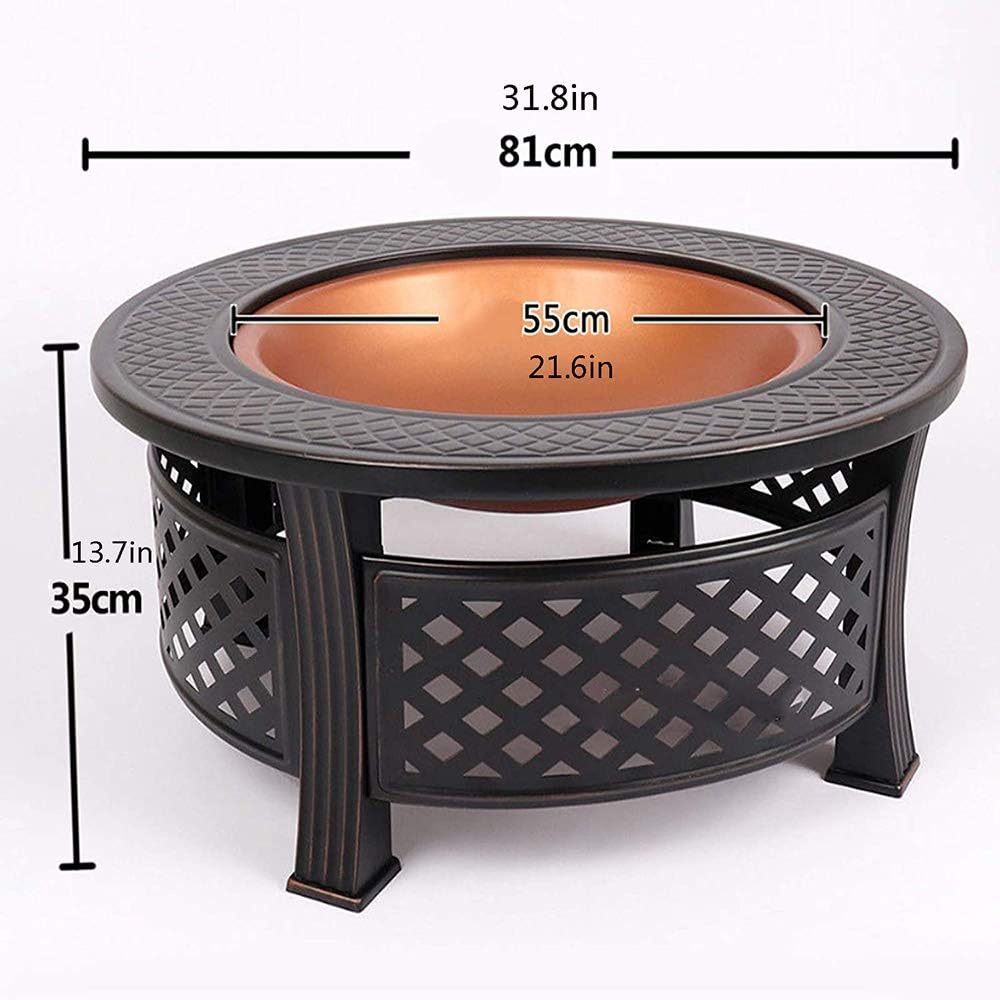 Foldable Round Fire Bowl, with Firepalce Poker Waterproof Cover 22 Inch Patio Firepit, Outdoor Camping Fire Pits
