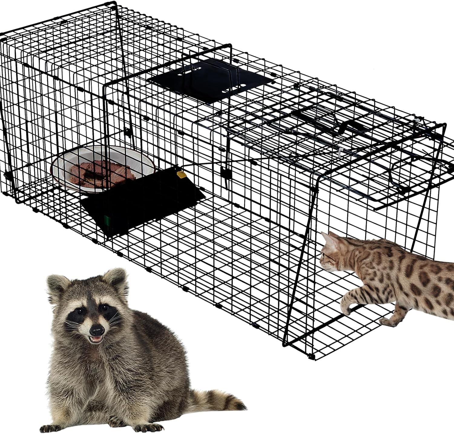 Heavy Duty Raccoon Trap 37 Inch,Humane Live Animals Trap for Raccoon,Stary Cat,Skunk,Armadillo and Other Similar Size Animails.Extra Large and More Sturdy Cage