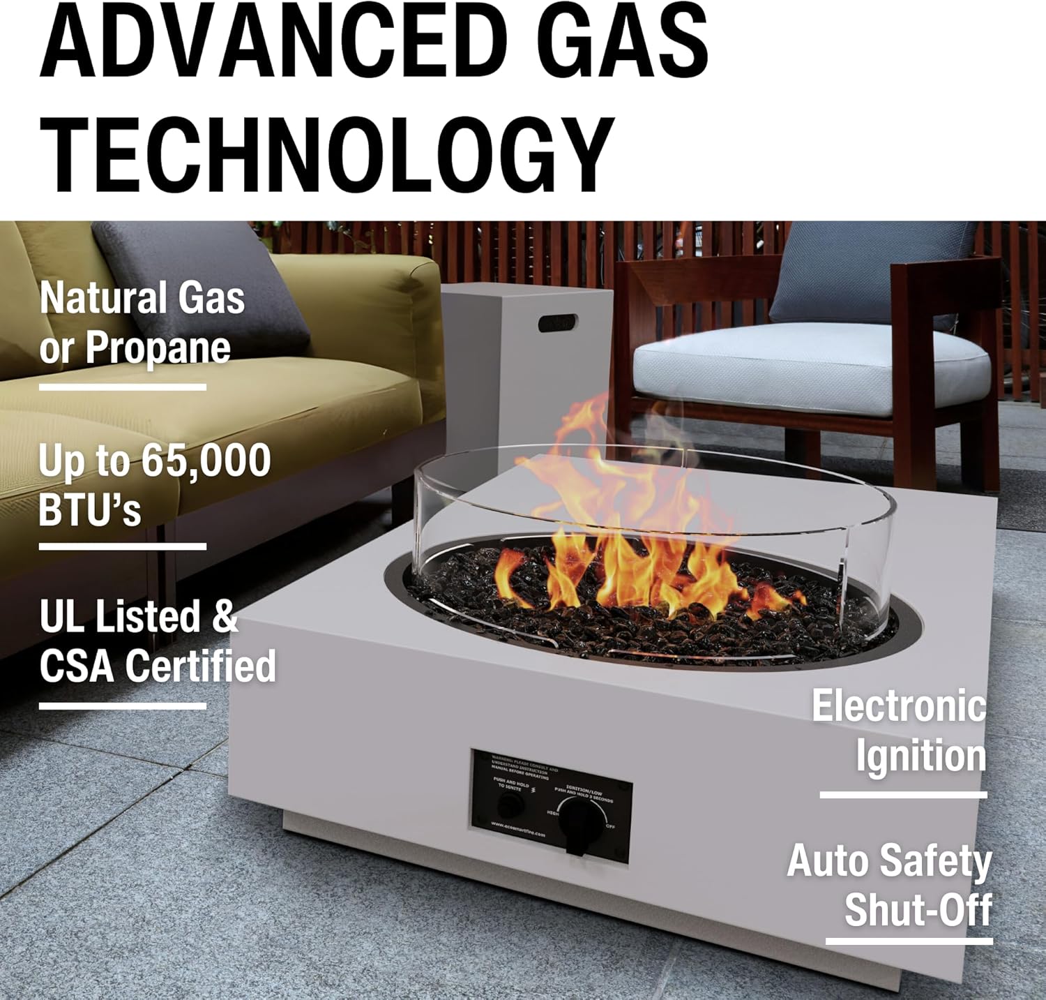 2-in-1 Propane Fire Pit Table | 65,000 BTU's | 50