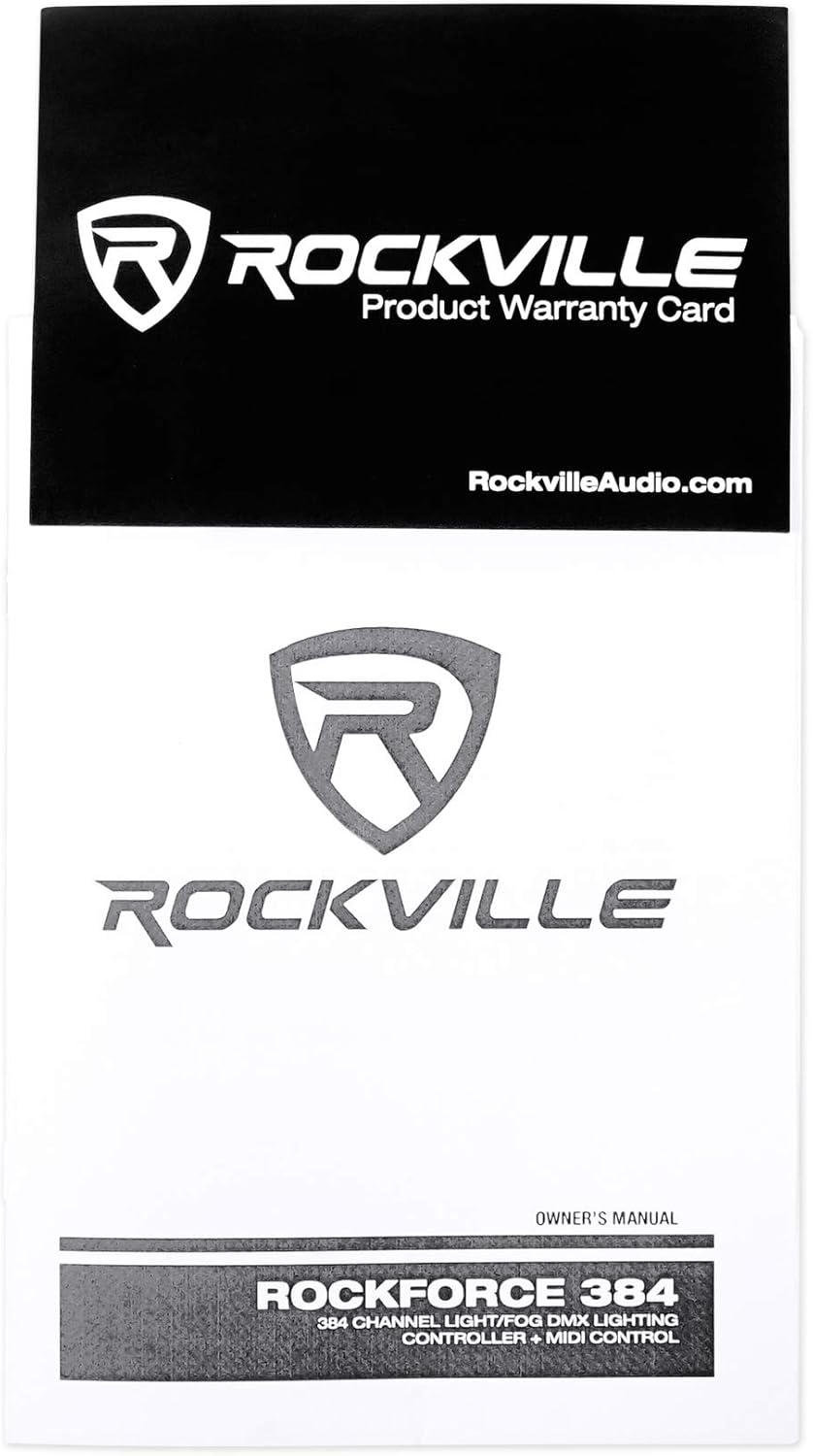 Rockville ROCKFORCE 384 Channel DMX Light/Fog Lighting Controller, MIDI Control, 30 Scene Banks, 6 Chases, LED Display, for DJs and Stage Lighting