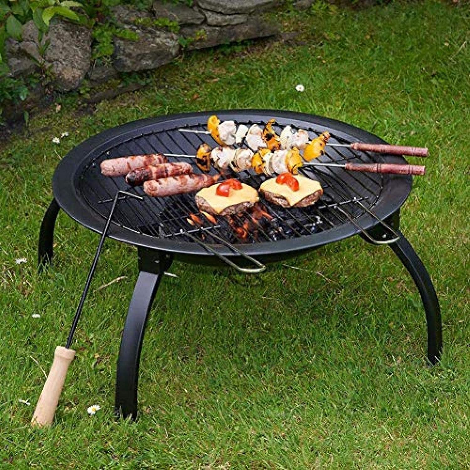 Fire Pit BBQ Grill Fire Bowl Foldable Barbecue Stove Portable Charcoal Barbecue Stove Grill