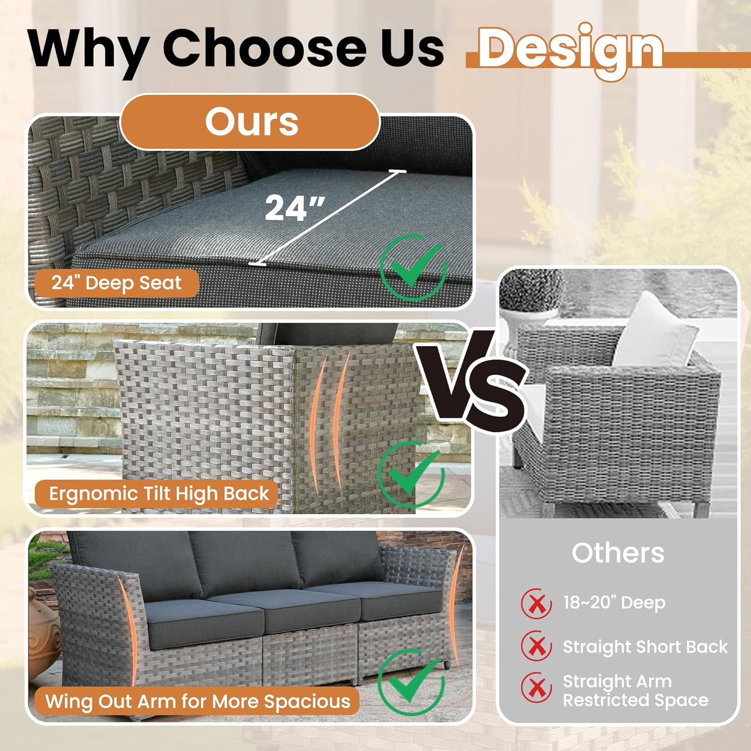 HOOOWOOO Outdoor Sectional Patio Furniture Set with Fire Pit Table,Fully Assembled 12 Pieces Wicker Patio Conversation Sets,Out Door Sofa with Swivel Chair Ottoman Deep Seat,Black