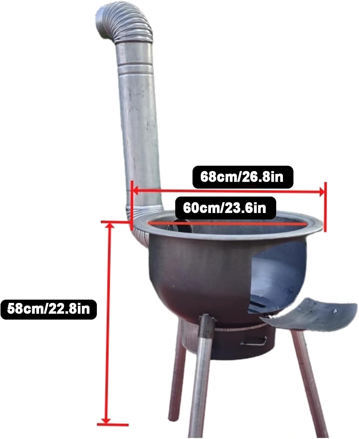 Portable Fire Pits Large Carbon Steel Wood Burning Stove Wood Portable Firepit for Camping Gear Survival Gear Backyard Cooking Camping Grill(68x58cm/26.8x22.8in)