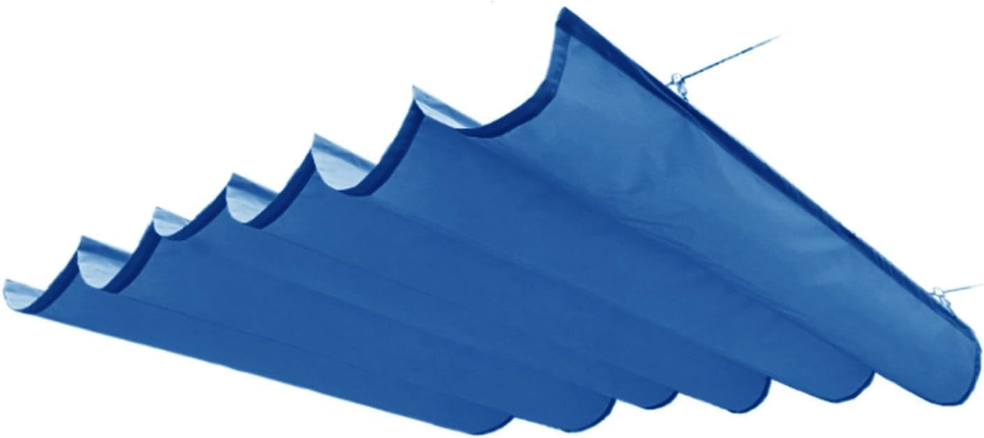 Retractable Wave Awning Cover, Waterproof Sliding Rope Sun Shade Sail, Replacement Pergola U Shape Canopy for Outdoor Garden Patio Deck Gazebo (Color : Blue, Size : 5x20ft(1.5x6.1m))