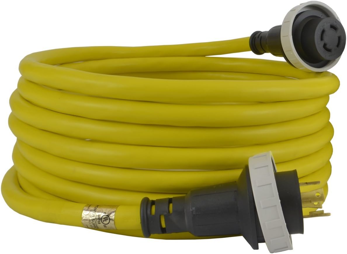 Conntek 25FT Duo-Rain Seal 30A 4-Prong L14-30 Transfer Switch Cord, Yellow, Male-to-Female, Compatible with Transfer Switches, Generators with NEMA L14-30 Outlets