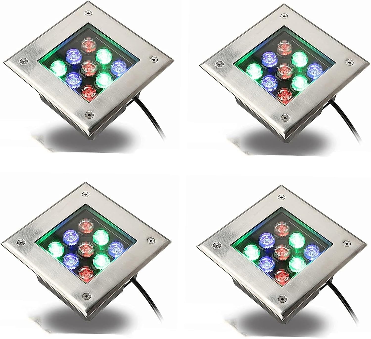 4PCS Ground Landscape Lights - Outdoor LED Buried Lights - IP65 Waterproof Stainless Steel Material Square Buried Light, Recessed, Garden, Path Lighting(Cold White,5W(85-265V))