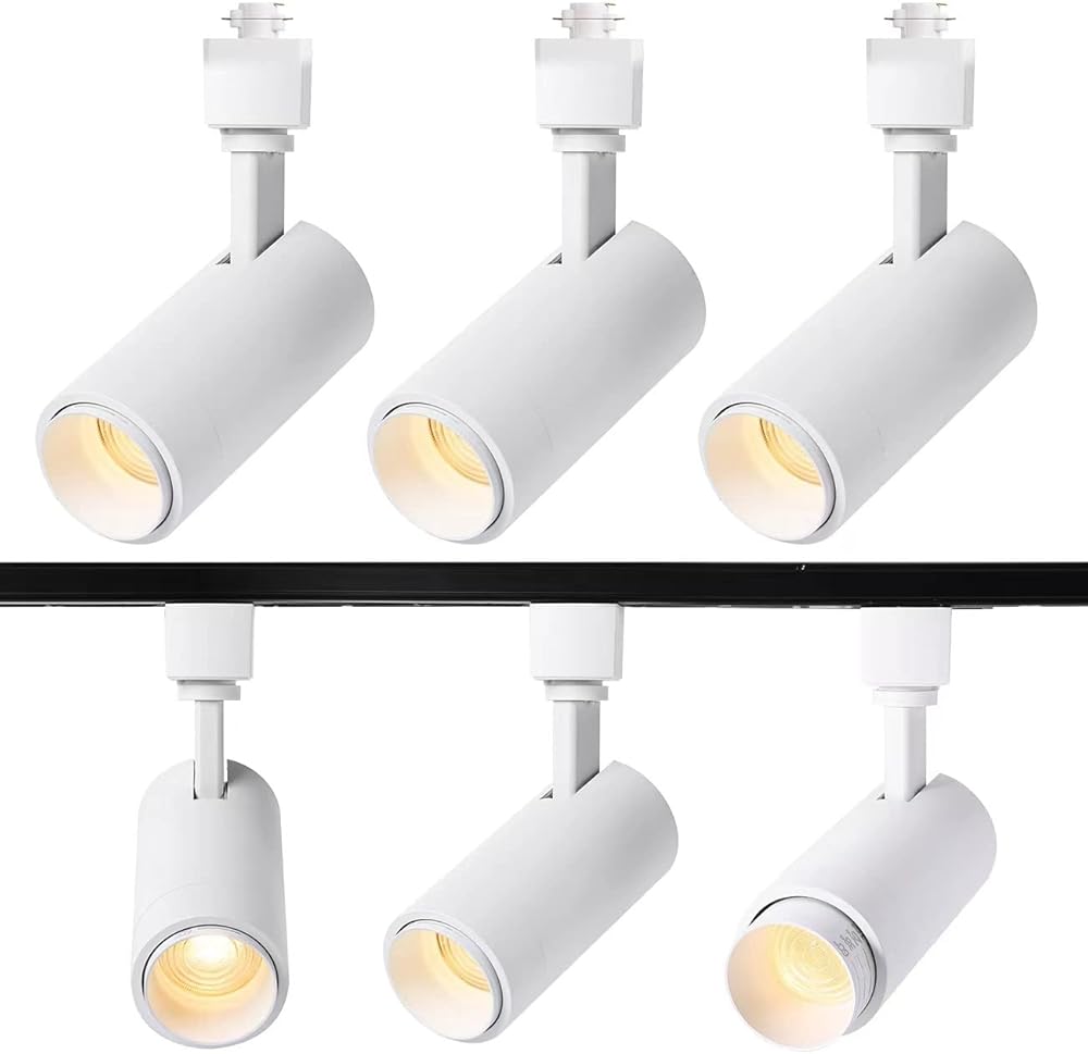 EAGLOD 15W LED H Track Lighting Heads,Focusing Track Light Head for Accent Retail Artwork, Linear Track Light H Type -4000K Daylight 120V Beam Angle 15 to 60 Degrees Halo Type 6 Pack (White)